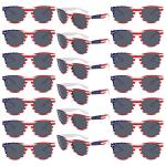 YQVIE Bulk American Flag Sunglasses for Adult Retro Independence Day Glasses UV400 Protection (20Pack)