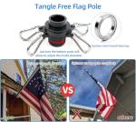 HIBLE Carbon Fiber Flag Pole with Upgraded Metal Screw, 5 Foot Flag Pole for House and Porch Non Wrapping Flagpole with Smooth Bearings Spinners (Flagpole Only, 4 Sections)