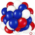 60pcs Red White Blue Balloons, 12 inch Independence Day Patriotic Balloons for 4th of July Graduation Baseball Birthday Party Decorations