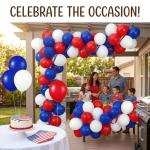 60pcs Red White Blue Balloons, 12 inch Independence Day Patriotic Balloons for 4th of July Graduation Baseball Birthday Party Decorations