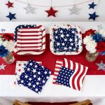 50Pcs Patriotic Party Decoration Plates Set, 4th of July American Flag Disposable Paper Plates and Napkins for Independence Day, Veterans Day, Election Day Birthday Party Supplies (Red White and Blue)