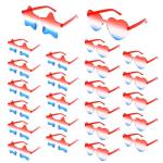 TIOSRU 24 Pack 4th of July Sunglasses for Party, Red White Blue Patriotic Star & Heart Shaped Rimless Glasses, Bulk Independence Day Party Favors