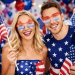 TIOSRU 24 Pack 4th of July Sunglasses for Party, Red White Blue Patriotic Star & Heart Shaped Rimless Glasses, Bulk Independence Day Party Favors