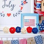 GuassLee 18pcs 4th of July Patriotic Decorative Balls Rattan Decoration - Red Blue White Balls for Independence Day Home Decor Craft Vase Bowl Filler Table Party Supplies Decorations