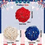 GuassLee 18pcs 4th of July Patriotic Decorative Balls Rattan Decoration - Red Blue White Balls for Independence Day Home Decor Craft Vase Bowl Filler Table Party Supplies Decorations