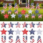 Memorywuu 18 Pcs 4th of July Yard Signs Independence Day 250th Anniversary Outdoor Decoration Patriotic Party Yard Lawn Sign with Stakes Stars and USA Letter Decor for Memorial Day Home Party Supplies