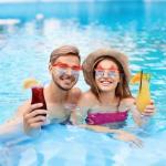 TIOSRU 24 Pack 4th of July Sunglasses for Party, Red White Blue Patriotic Star & Heart Shaped Rimless Glasses, Bulk Independence Day Party Favors