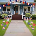 Memorywuu 18 Pcs 4th of July Yard Signs Independence Day 250th Anniversary Outdoor Decoration Patriotic Party Yard Lawn Sign with Stakes Stars and USA Letter Decor for Memorial Day Home Party Supplies