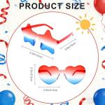 TIOSRU 24 Pack 4th of July Sunglasses for Party, Red White Blue Patriotic Star & Heart Shaped Rimless Glasses, Bulk Independence Day Party Favors