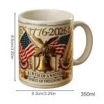 250th Anniversarys USA Mug, 1776-2026 America 250th Anniversarys Ceramic Coffee Mug, Patriotic Gift, 4th Of July Accessories (2D Print)