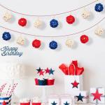 GuassLee 18pcs 4th of July Patriotic Decorative Balls Rattan Decoration - Red Blue White Balls for Independence Day Home Decor Craft Vase Bowl Filler Table Party Supplies Decorations