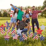 Memorywuu 18 Pcs 4th of July Yard Signs Independence Day 250th Anniversary Outdoor Decoration Patriotic Party Yard Lawn Sign with Stakes Stars and USA Letter Decor for Memorial Day Home Party Supplies