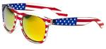 V.W.E. Classic American Patriot Flag Mirror Sunglasses USA - Transparent Frame (Orange Mirror)
