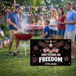 250th Anniversary Yard Sign, 25"x16" Large 250 Years of Freedom 1776-2026 Decorative Garden Stakes USA Patriotic Lawn Decorations 4th of July Outdoor Party Decor Supplies Black