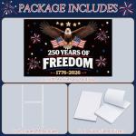 250th Anniversary Yard Sign, 25"x16" Large 250 Years of Freedom 1776-2026 Decorative Garden Stakes USA Patriotic Lawn Decorations 4th of July Outdoor Party Decor Supplies Black
