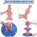 Zopeal Patriotic Cupcake Stand 3 Tier Memorial Day Cardboard Cup Cake Tower Red Blue White Star Dessert Stands USA Flag Cupcake Holders for 250th 4th of July Independence Day Decorations