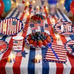 Bzhouyy Patriotic Party Supplies for 24 Guests, 168PCS Memorial Day & 4th of July Decorations, American Flag Disposable Tableware Set with Plates Cups Napkins Cutlery, 250th Anniversary Party Kit