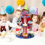 Zopeal Patriotic Cupcake Stand 3 Tier Memorial Day Cardboard Cup Cake Tower Red Blue White Star Dessert Stands USA Flag Cupcake Holders for 250th 4th of July Independence Day Decorations