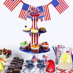 Zopeal Patriotic Cupcake Stand 3 Tier Memorial Day Cardboard Cup Cake Tower Red Blue White Star Dessert Stands USA Flag Cupcake Holders for 250th 4th of July Independence Day Decorations