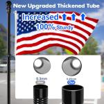 Anovo Flag Pole Kit- Upgraded Holder, Stainless Steel 5 FT Flag Poles with1 Inch Metal 360° Rotating Flag Pole Rings Two-Position Flag Pole Bracket Mounting for Outside House Porch (5 FT-Black)