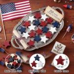Amyhill 18 Pcs 4th of July Decorations Wooden Star, Memorial Day Table Centerpiece Red White and Blue Independence Patriotic Bowl Fillers Labor Day Decor for Home Tiered Tray Rustic Farmhouse