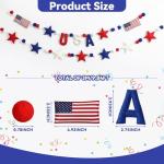 Mindsoft 2 Pcs American Anniversary Felt Banner 250th Patriotic 4th of July USA Pom Pom Garland Star Flag Red Blue White Garland Hanging Ball Ornaments for Independence Memorial Party Decoration