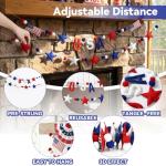 Mindsoft 2 Pcs American Anniversary Felt Banner 250th Patriotic 4th of July USA Pom Pom Garland Star Flag Red Blue White Garland Hanging Ball Ornaments for Independence Memorial Party Decoration