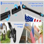 Anovo Flag Pole Kit- Upgraded Holder, Stainless Steel 5 FT Flag Poles with1 Inch Metal 360° Rotating Flag Pole Rings Two-Position Flag Pole Bracket Mounting for Outside House Porch (5 FT-Black)