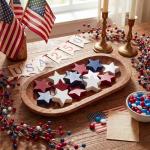 Amyhill 18 Pcs 4th of July Decorations Wooden Star, Memorial Day Table Centerpiece Red White and Blue Independence Patriotic Bowl Fillers Labor Day Decor for Home Tiered Tray Rustic Farmhouse