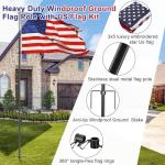 9.5ft Flag Pole Kit for Outside House In Ground - 3x5 Embroidered American Flag with Pole, Portable Windproof Stake - Stainless Steel Inground Flag Pole for Yard Camper Outdoor - Black