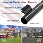 9.5ft Flag Pole Kit for Outside House In Ground - 3x5 Embroidered American Flag with Pole, Portable Windproof Stake - Stainless Steel Inground Flag Pole for Yard Camper Outdoor - Black