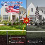 9.5ft Flag Pole Kit for Outside House In Ground - 3x5 Embroidered American Flag with Pole, Portable Windproof Stake - Stainless Steel Inground Flag Pole for Yard Camper Outdoor - Black