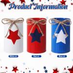 Domensi 12 Pcs Memorial Day Table Centerpieces Patriotic Vases Red White and Blue Decor Galvanized Metal Vase for Flower Mason Jars Utensil Holder for Kitchen Home 4th of July Memorial Day Decorations