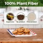 [50 COUNT]Harvest Pack PFAS FREE 6.5-inch American Flag Patriotic Party Disposable Compostable Square Paper Plates, July Fourth Natural Bagasse Square Plates, From Eco-Friendly Sugarcane Plant Fibers
