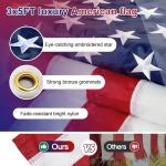 9.5ft Flag Pole Kit for Outside House In Ground - 3x5 Embroidered American Flag with Pole, Portable Windproof Stake - Stainless Steel Inground Flag Pole for Yard Camper Outdoor - Black