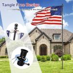9.5ft Flag Pole Kit for Outside House In Ground - 3x5 Embroidered American Flag with Pole, Portable Windproof Stake - Stainless Steel Inground Flag Pole for Yard Camper Outdoor - Black