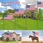 9.5ft Flag Pole Kit for Outside House In Ground - 3x5 Embroidered American Flag with Pole, Portable Windproof Stake - Stainless Steel Inground Flag Pole for Yard Camper Outdoor - Black