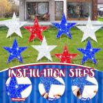 Juexica 24 Pcs 4th of July Star Shape Yard Sign with Stakes Independence Day Patriotic Star Lawn Sign Outdoor Decoration Memorial Day Garden Decor 250th Anniversary for Outdoor Garden Lawn Home