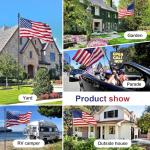 9.5ft Flag Pole Kit for Outside House In Ground - 3x5 Embroidered American Flag with Pole, Portable Windproof Stake - Stainless Steel Inground Flag Pole for Yard Camper Outdoor - Black