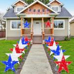 Juexica 24 Pcs 4th of July Star Shape Yard Sign with Stakes Independence Day Patriotic Star Lawn Sign Outdoor Decoration Memorial Day Garden Decor 250th Anniversary for Outdoor Garden Lawn Home