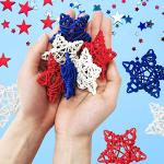 18pcs 4th of July Patriotic Star Rattan Decoration, Red Blue White Stars for 4th of July Independence Day Home Decor DIY Craft Vase Bowl Filler Table Decoration