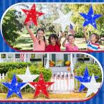 Juexica 24 Pcs 4th of July Star Shape Yard Sign with Stakes Independence Day Patriotic Star Lawn Sign Outdoor Decoration Memorial Day Garden Decor 250th Anniversary for Outdoor Garden Lawn Home