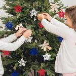 18pcs 4th of July Patriotic Star Rattan Decoration, Red Blue White Stars for 4th of July Independence Day Home Decor DIY Craft Vase Bowl Filler Table Decoration