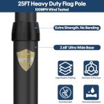 KBLOONG 25FT Heavy Duty Flag Pole for Outside House,2.68" Ultra Wide Aluminum Base,100MPH Wind Resistant Rustproof Flagpole Kit with 3x5 USA Flag for Yard Outdoor Residential Commercial Display