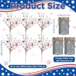 SiliFine 3 Sets Patriotic Centerpieces for Tables Red White Blue 250th Anniversary Decor Memorial Day 4th of July Include 15.75 Inches Artificial Berry Stem Picks Metal Flowers Vase for Home Office