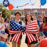 CGIYYAR 2 PCS Patriotic Bow Foil Balloons, 38 Inch Large American Flag Balloons for 4th of July Decorations, Red White Blue USA Independence Day Party Supplies Memorial Veterans Day Decor