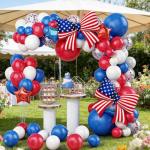 CGIYYAR 2 PCS Patriotic Bow Foil Balloons, 38 Inch Large American Flag Balloons for 4th of July Decorations, Red White Blue USA Independence Day Party Supplies Memorial Veterans Day Decor