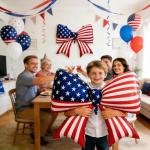 CGIYYAR 2 PCS Patriotic Bow Foil Balloons, 38 Inch Large American Flag Balloons for 4th of July Decorations, Red White Blue USA Independence Day Party Supplies Memorial Veterans Day Decor