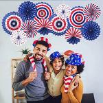 4th of July Patriotic Decorations - 12Pcs Hanging Paper Fan for USA Patriotic Decorations Independence Day Memorial Day American Theme Party Veterans Birthday Decor Supplies