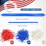 Arrowbash 255 Pcs Anniversary Firework Decoration 51 Inch Red White Blue Long Latex Balloon Patriotic Party Decor, 1776-2026 Commemorative, 4th of July Independence Memorial Day Supply